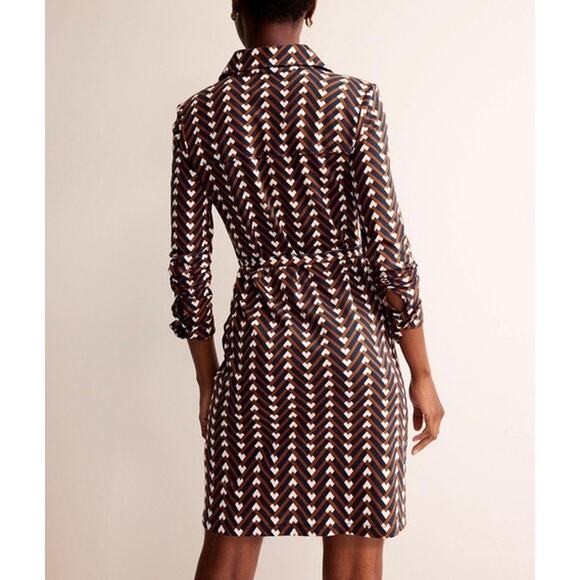 BODEN Jessie Jersey Shirt Dress Pumpkin Chevron Geo 10 - Picture 3 of 12